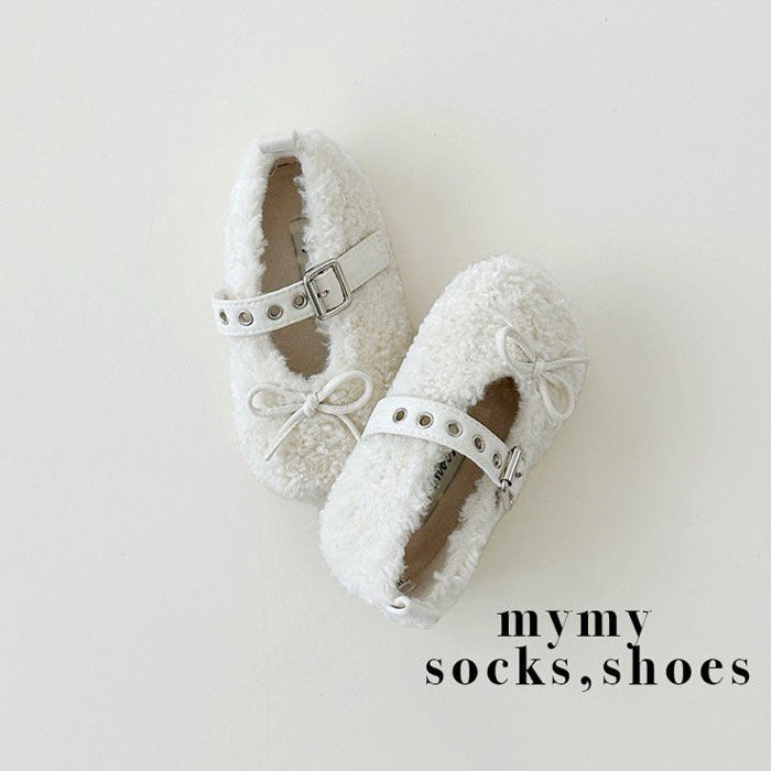 毛毛平底鞋 (皮扣)