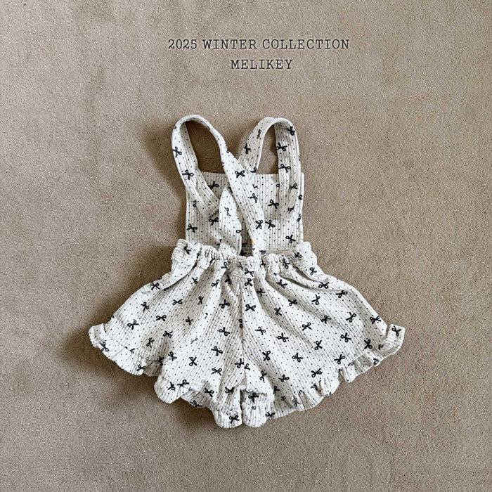 蝴蝶結白色連身裙褲